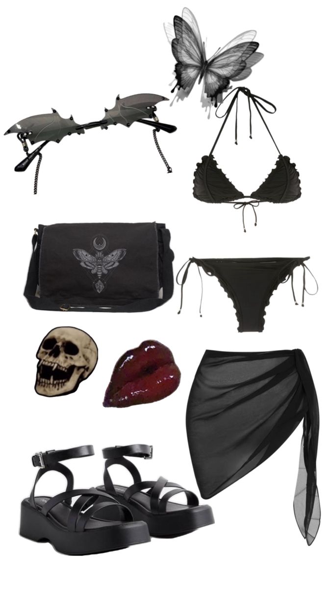 Goth Beach, Beach Aesthetic Outfits, Beach Goth, Goth Outfit Ideas, Vampire Clothes, Summer Goth, Earthy Outfits, Beach Fits, Cruise Outfits