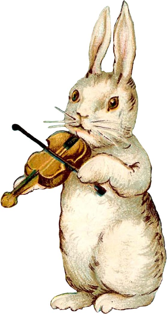 a rabbit playing the violin while wearing a bunny suit and holding it in its paws