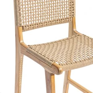 a wooden chair with wicker seat and backrests on a white background,