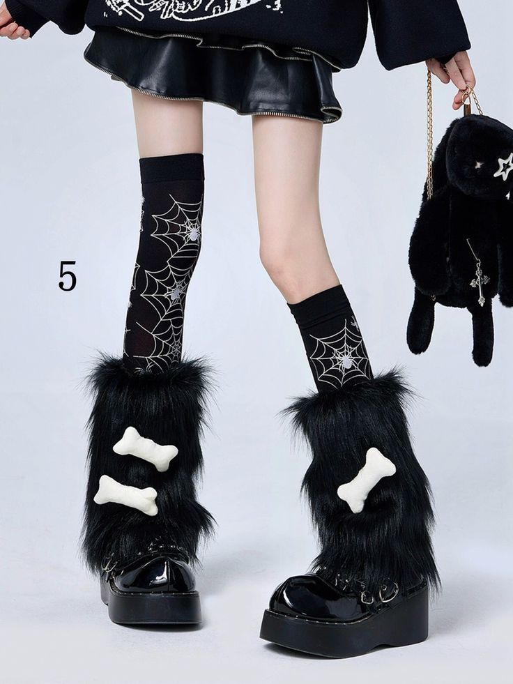 The price is for a pair of leg warmers and a pair of socks only, others are not included. Edgy Knee-high Leg Warmers For Fall, Black Harajuku Leg Warmers For Fall, Black Harajuku Style Leg Warmers For Fall, Harajuku Style Black Leg Warmers For Winter, Harajuku Style Black Leg Warmers For Fall, Harajuku Style Stretch Leg Warmers For Winter, Harajuku Style Black Winter Socks, Black Punk Legwear For Winter, Trendy Black Stockings For Cosplay