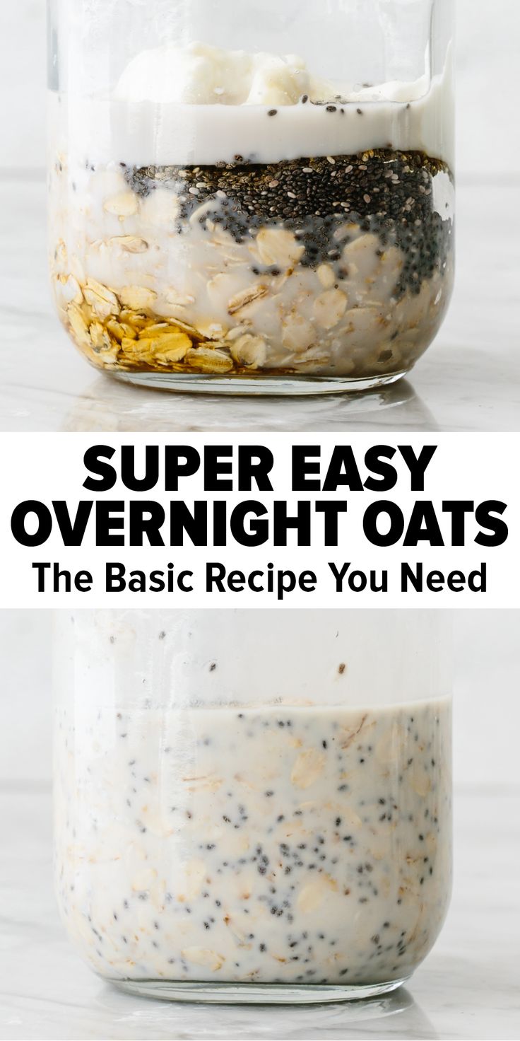 Overnight oats in a jar Chia And Oatmeal Overnight Oats, Chia And Overnight Oats, Ground Flax Seed Overnight Oats, Overnight Chia Oats Protein, Overnight Oats In A Jar With Chia Seeds, Overnight Oats Chia Seeds Recipe, Overnight Chia Seed Oats, Over Night Oats Base Recipe, Rolled Overnight Oats Chia Seeds