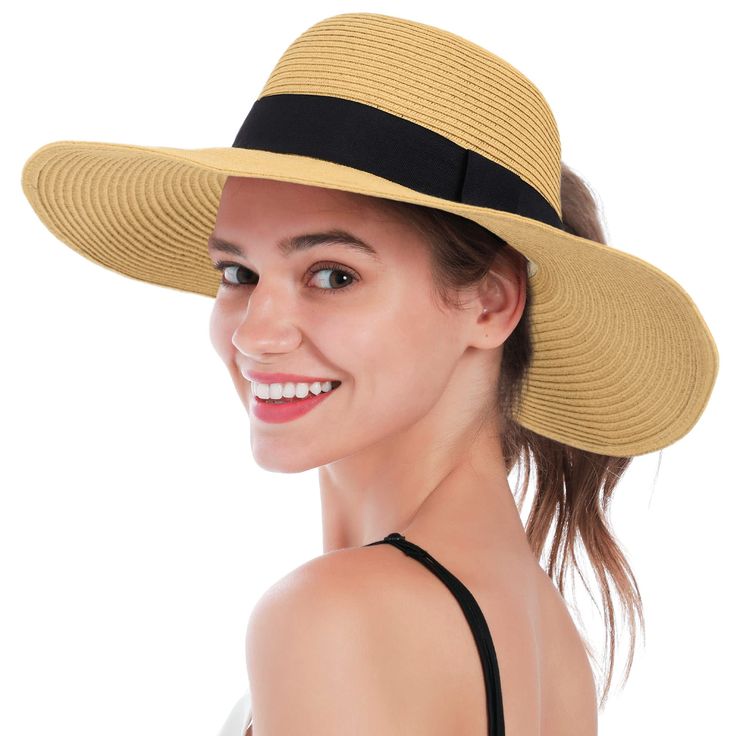 PRICES MAY VARY. Lightweight & Breathable - Our summer straw hat is made of high-quality, eco-friendly paper straw material, which makes it lightweight, breathable, and flexible; Tightly woven to ensure high durability and added comfort. Put on this lovely sun hat and enjoy your day out in the sun UV Protection & Wide Brim - Wide brim (approx. 4 in.) with premium sun protective straw helps shield your face, neck, and ears, thus protecting your skin from the sun and harmful UV rays. This sun hat Eco-friendly Lightweight Straw Hat For Vacation, Wide Brim Paper Straw Sun Hat For Pool, Natural Packable Straw Hat For Vacation, Beach Season Straw Hat For Sunbathing, Eco-friendly Straw Hat For Summer Vacation, Packable Straw Hat For Warm Beach Season, Packable Natural Straw Hat For Vacation, Packable Straw Hat For Beach Season, Eco-friendly Summer Straw Hat For Vacation