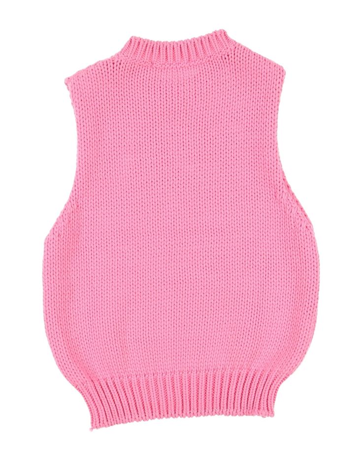 knitted, medium-weight knit, no appliqués, solid color, round collar, sleeveless, no pockets, hand wash, dry cleanable, do not bleach, do not tumble dry, iron at 150° c max , Color: Fuchsia , Size: 6 Spring Knitted Sweater Vest, Knitted Solid Color Sweater Vest For Spring, Trendy Stretch Knit Vest, Trendy Knit Stretch Vest, Trendy Stretch Knitted Sweater Vest, Sleeveless Knitted Cotton Sweater, Trendy Textured Knit Crew Neck Sweater Vest, Sleeveless Knit Tank Top For Winter, Sleeveless Stretch Sweater For Winter