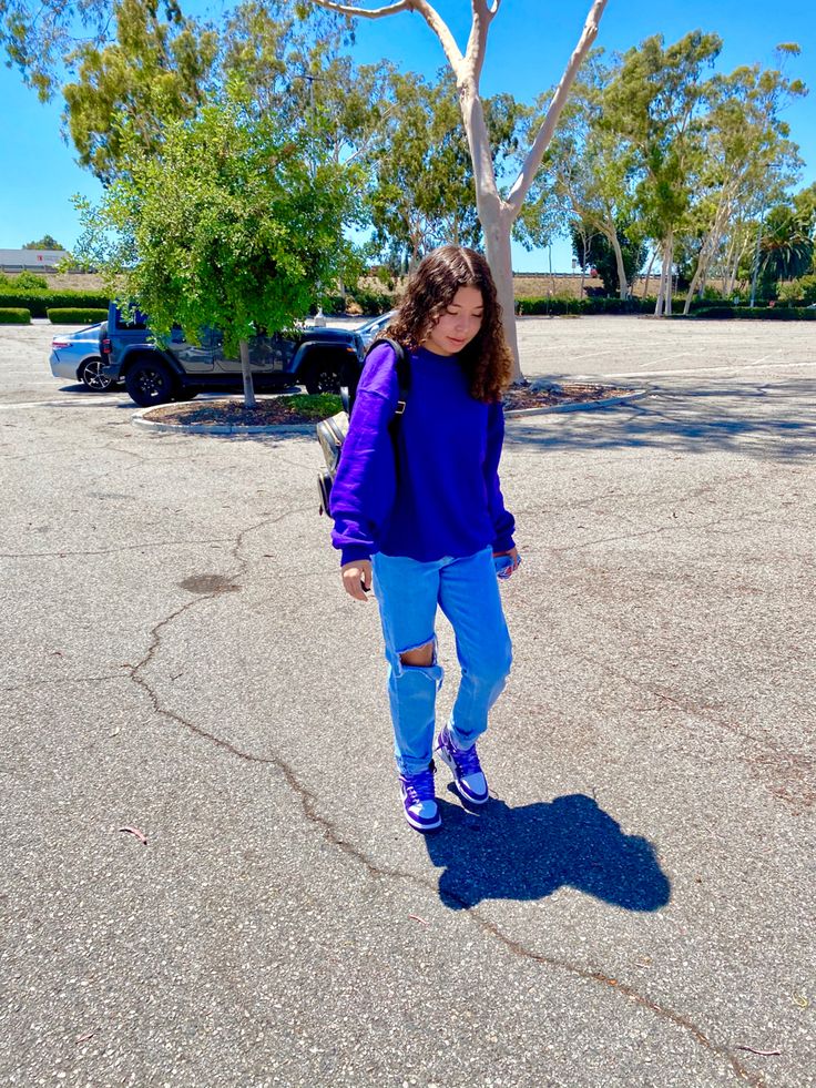 Purple Shoe Outfits, Court Purple Jordan 1 Outfit Women, Court Purple Jordan 1 Outfit, Purple Jordan 1s, Outfit With Jordan 1, Baddie Poses, Jordan Outfits Womens, Drip Outfits, Shoe Outfits