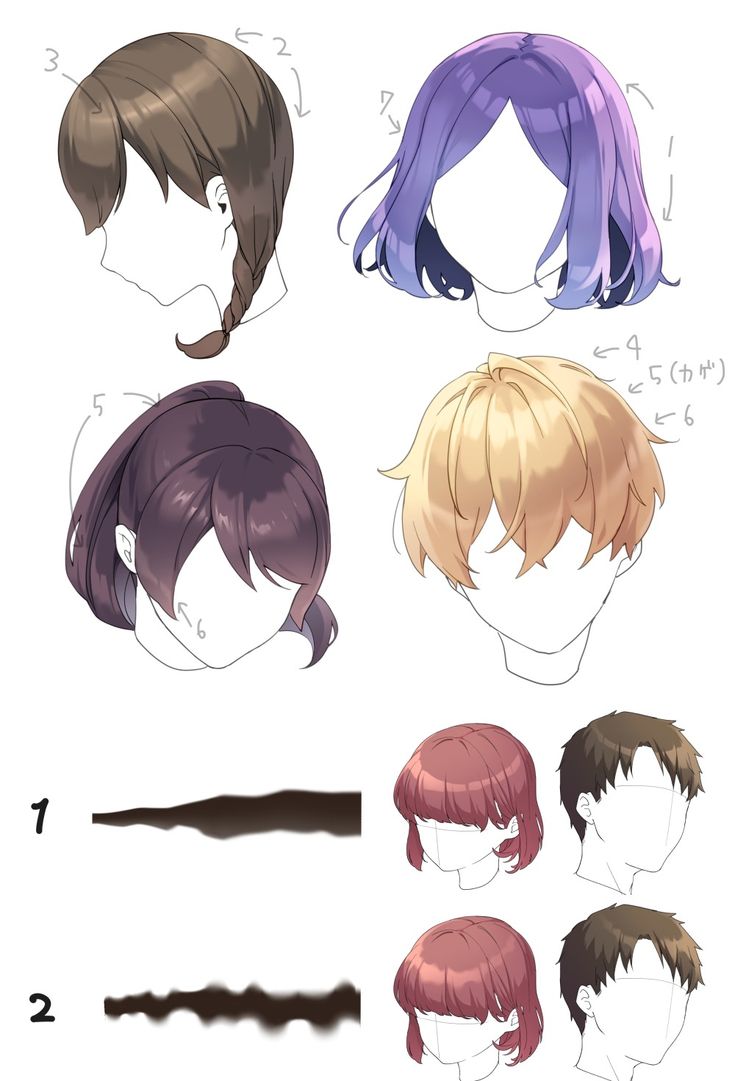 an anime character's hair is shown with different colors