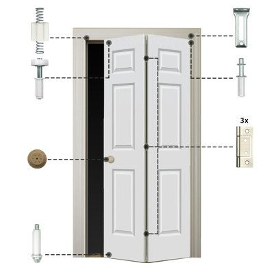 an open door with parts labeled in the diagram above it and instructions for how to install