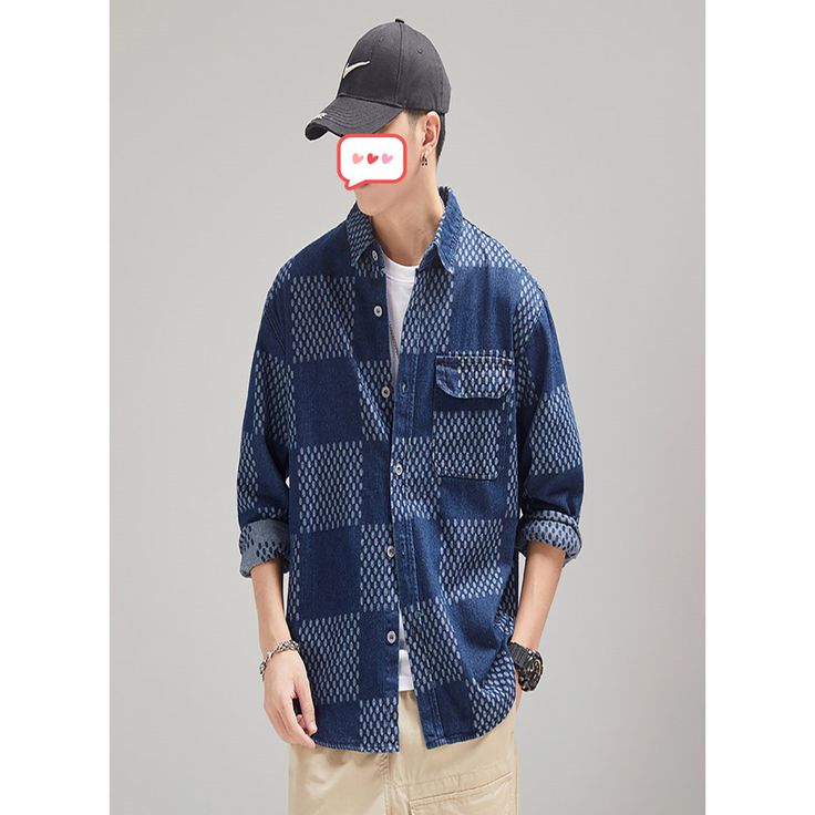 Denim Long Sleeve Plaid Shirt Workwear Shirtt  Material:78% cotton+12% polyester+10% viscose  Size:M,L,XL,2XL,3XL Color：Blue  Season: Spring,Autumn,Winter   Occasion: Leisure,Outdoor, Daily,Vacation Blue Cotton Shirt With Pockets, Oversized Blue Cotton Shirt, Casual Indigo Cotton Shirt, Fall Cotton Shirt In Indigo, Casual Indigo Shirt With Pockets, Blue Shirt With Pockets For Streetwear, Casual Indigo Shirt For Fall, Casual Blue Cotton Shirt, Denim Blue Cotton Long Sleeve Top