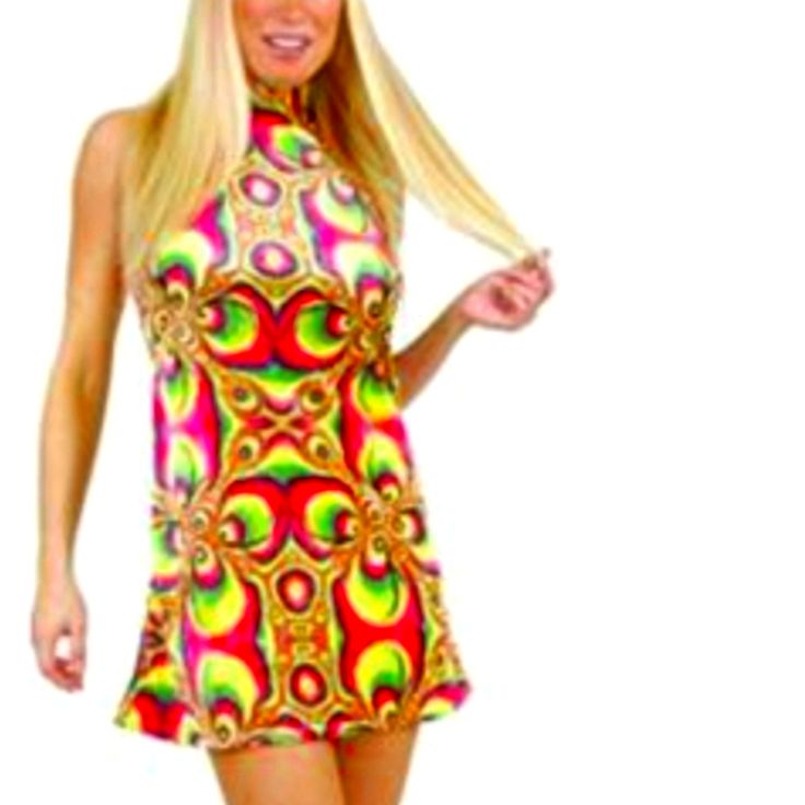 Halloween Psychedelic Gogo Dress Costume. Yellow Vinyl Go-Go Hat. Matching Yellow Boot Covers. 100% Polyester. Zipper Closure On Back. Disco Style Multicolor Mini Dress, Multicolor Mini Disco Dress, Yellow Retro Mini Dress For Party, Retro Yellow Mini Dress For Party, Yellow Spring Dress For Costume Party, Yellow Retro Mini Dress, Yellow Dresses For Spring Costume Party, Hippie Multicolor Party Dresses, Retro Multicolor Mini Dress For Party