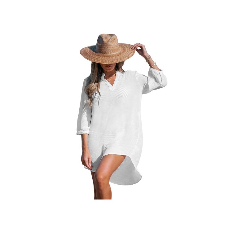 Whether your on the beach or relaxing poolside, you'll be extra stylish in this Women's CUPSHE V-Neck Cover-Up Dress. Click on this WOMEN'S GUIDE to find the perfect fit and more! Whether your on the beach or relaxing poolside, you'll be extra stylish in this Women's CUPSHE V-Neck Cover-Up Dress. Click on this WOMEN'S GUIDE to find the perfect fit and more! FEATURES Pullover styling 3/4-length sleeves V-neckFIT & SIZING 33 3/4-in. length from shoulder to hemFABRIC & CARE Rayon, polyester Rayon, Summer V-neck Swimwear For Beach Season, Summer V-neck Swimwear For Spring, Casual V-neck Swimwear For Pool, Spring V-neck Pool Cover-up, Relaxed Fit V-neck Cover-up For Vacation, Summer Beach Dress With V-neck For Pool, Casual V-neck Swimwear For Beach, Breezy V-neck Beach Cover-up, Summer V-neck Beach Dress