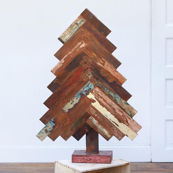 Reclaimed Wood Spruce Tree - D&J Farmhouse Collections Wood Triangle, Wood Trees, Pallet Christmas Tree, Christmas Tabletop Decor, Pallet Christmas, Winter And Christmas, Farmhouse Christmas Tree, Spruce Tree, Wood Christmas Tree