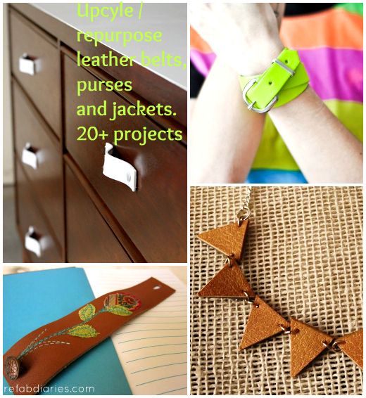 four pictures with different things on them including paper clips, leather pieces and other crafts