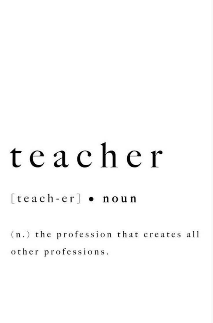 the words teacher are written in black and white