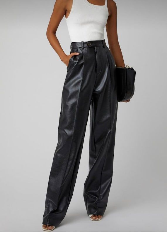 Express yourself in our supple soft sheepskin velveteen wide leather trousers. Offering a truly luxury feel and fit. Genuine leather. Chic Leather Straight Pants, Chic Straight Leather Pants, Chic Wide-leg Leather Pants For Formal Occasions, Luxury Leather Pants For Fall Night Out, Elegant Wide-leg Leather Pants For Night Out, Chic Wide-leg Leather Pants, Chic Wide Leg Leather Pants, Luxury Leather High-waisted Pants, Sleek Leather Evening Bottoms