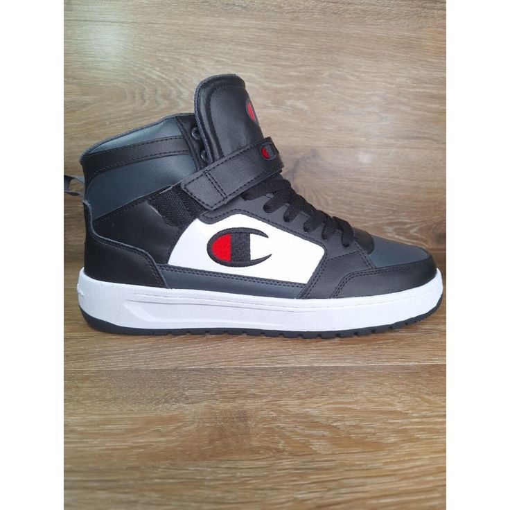 Shoe Shaft Style: High Top Style Code: Ca101355m Closure: Hook & Loop, Lace Up Us Shoe Size: 12 Eu Shoe Size: 46 Color: White/Black/Stealth Lining Material: Textile Brand: Champion Type: Athletic Department: Men Release Year: 2021 Model: Champion Drome Style: Lifestyle Sneakers Outsole Material: Rubber Shoe Width: M Upper Material: Leather Product Line: Champion Black High-top Sneakers With Rubber Heel Cap For Sports, Black Basketball Shoes With Rubber Heel Cap, Black Lace-up Skate Shoes With Rubber Heel Cap, Rubber Shoe, Champion Shoes, Lifestyle Sneakers, Leather Product, Rubber Shoes, Mens Shoes Sneakers