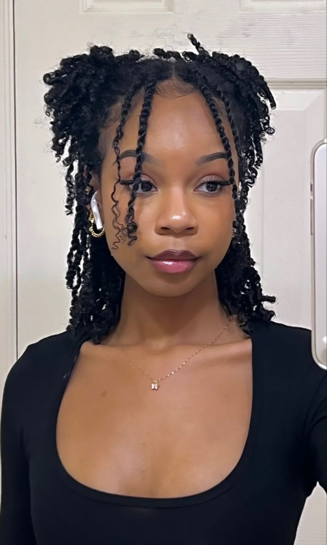 Mini Twists On Natural Hair, Easy Black Hairstyles, Twists On Natural Hair, Mini Twists Natural Hair, Fresh Hairstyles, Half Up Half Down Hairstyle, Down Hairstyle, Twisted Hair, Protective Hairstyles For Natural Hair