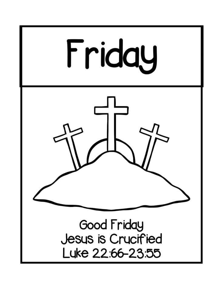 a black and white image with the words friday on it, in front of two crosses