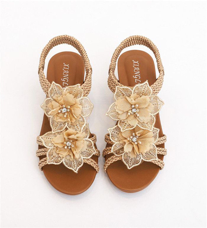 Lace Flowers Decor Wedge Sandals Womens Fancy Sandals, Bridal Hair Accessories Flower, Slip On Wedge Sandals, Bridal Gloves, Shoes Sandals Heels, Pearl And Lace, Peep Toe Sandals, Fashion Sandals, Lace Flowers