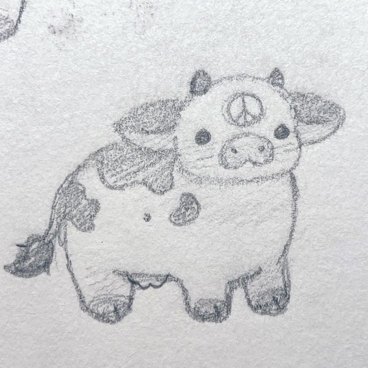 a drawing of a cow with peace signs on its back