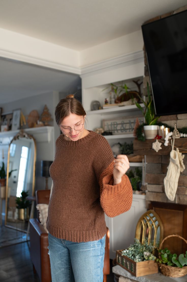 Get ready to be the life of the party in our Block Party Sweater! With a playful color block design in earth tones, this sweater will keep you warm and stylish. Perfect for any casual occasion, you'll be sure to get compliments all night long! Model is 5'9" and wearing a size Medium Brown Cozy Sweater For Layering, Cozy Brown Sweater For Layering, Brown Color Block Crew Neck Sweater, Cozy Brown Color Block Sweater, Brown Knitted Sweater For Layering, Party Sweaters, Color Block Design, Life Of The Party, Block Party