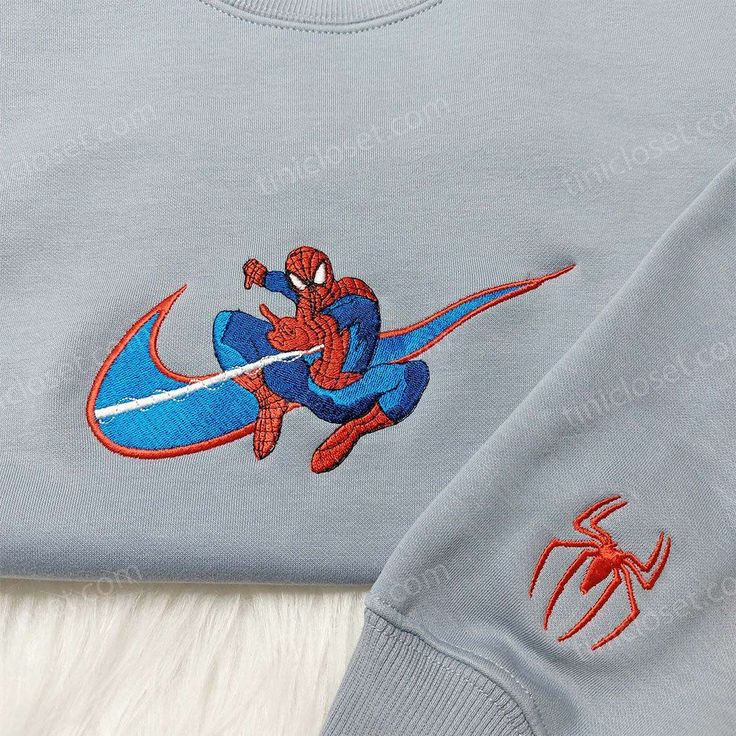 the spider man sweatshirt is on display