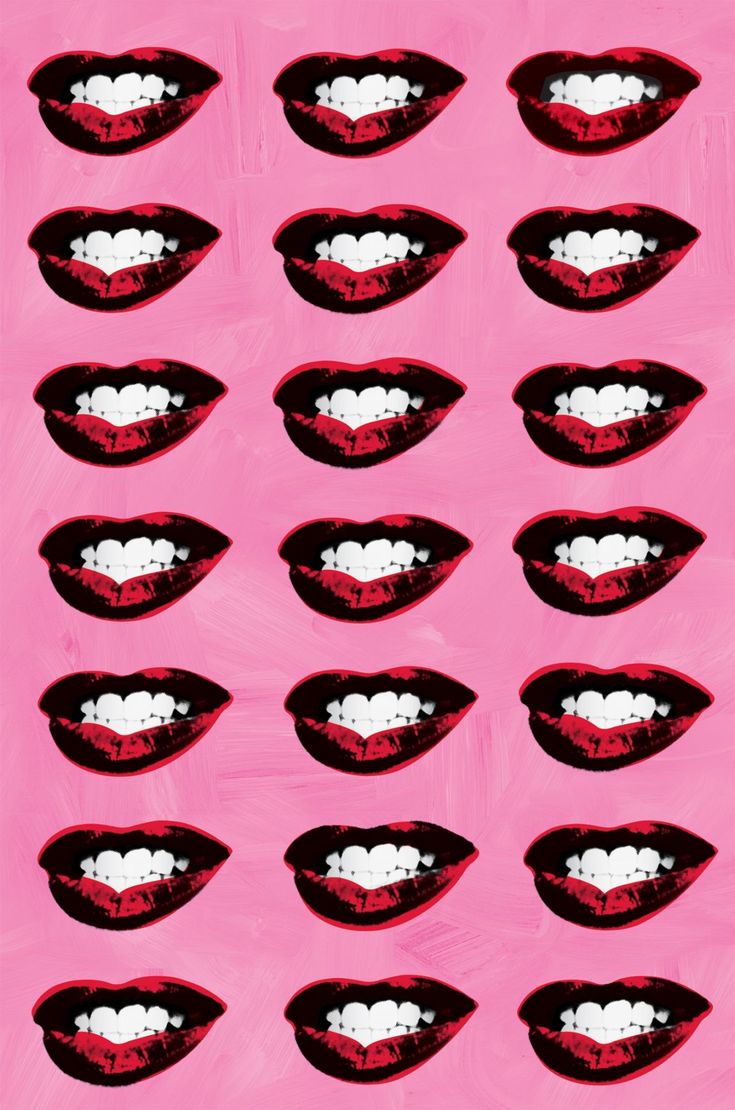 lips with marshmallows on them are arranged in rows against a pink background