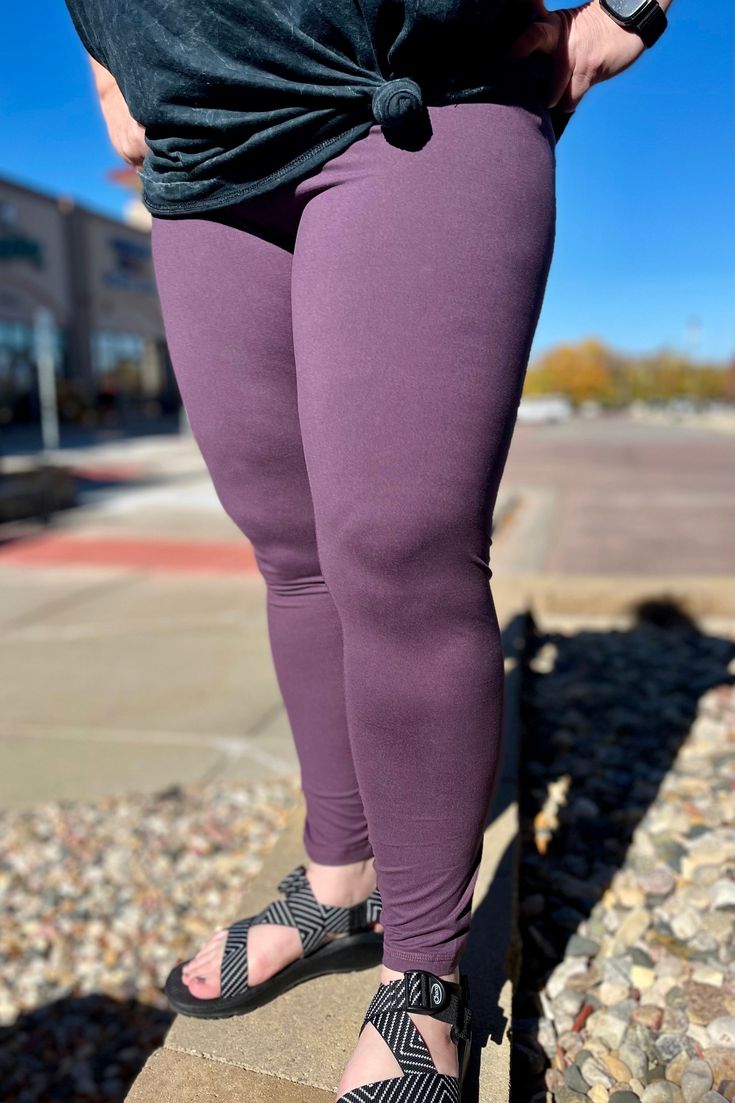 Up your activewear collection with these V-waist full length leggings. Features a high waist in a buttery soft fabric. The purple color excites us and gives us the urge to workout. Maybe they will do the same for you? Likely we'll just wear them at home with a soft sweatshirt or tunic top. Either works! The purple is difficult to photograph so we've included the stock photo for reference 84% Poly Microfiber / 16% Spandex TTS Legging Fit Casual 4-way Stretch Tights For Loungewear, Casual Compressive Leggings For Loungewear, Casual 4-way Stretch Tights, Casual Compression Yoga Pants With Comfort Waistband, Comfortable 4-way Stretch Leggings For Workout, Comfort Stretch Leggings With Waistband For Pilates, Comfortable Leggings With 4-way Stretch For Workout, Casual Compression Leggings With Elastic Waistband, Compressive Casual Leggings For Fall