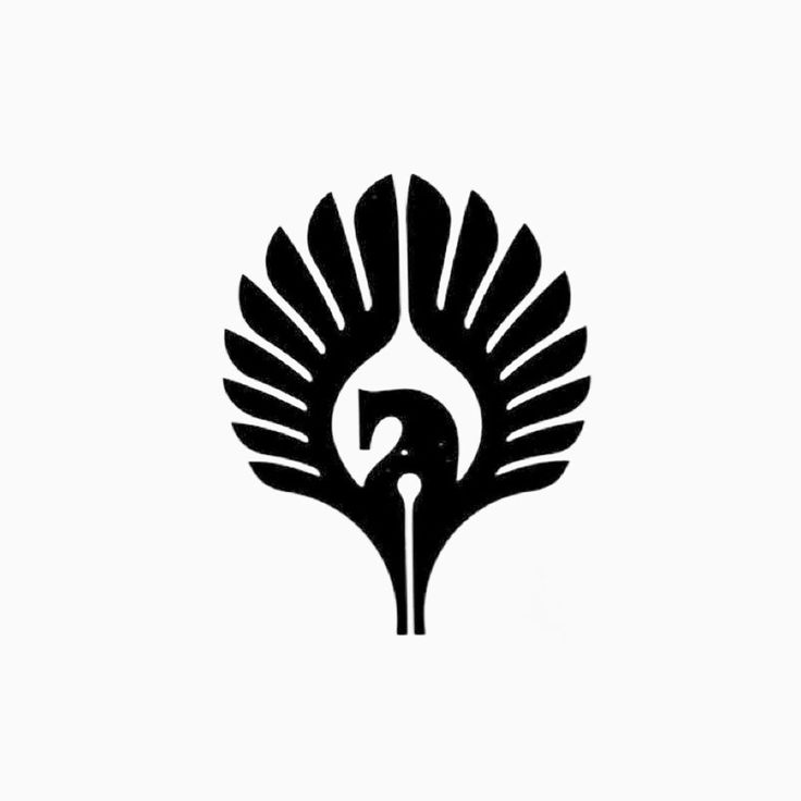 a black and white logo with a bird on it