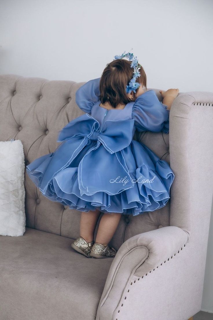 baby dress designs for birthday 1st Birthday Dress For Baby Girl, First Birthday Girl Outfit, Baby First Birthday Dress, Blue Dress Baby, Kids Birthday Dresses, Baby Girl Gown, Birthday Frocks, Baby Birthday Outfit, 1st Birthday Dress