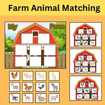 the farm animal matching game is shown with pictures and instructions to make it look like they are