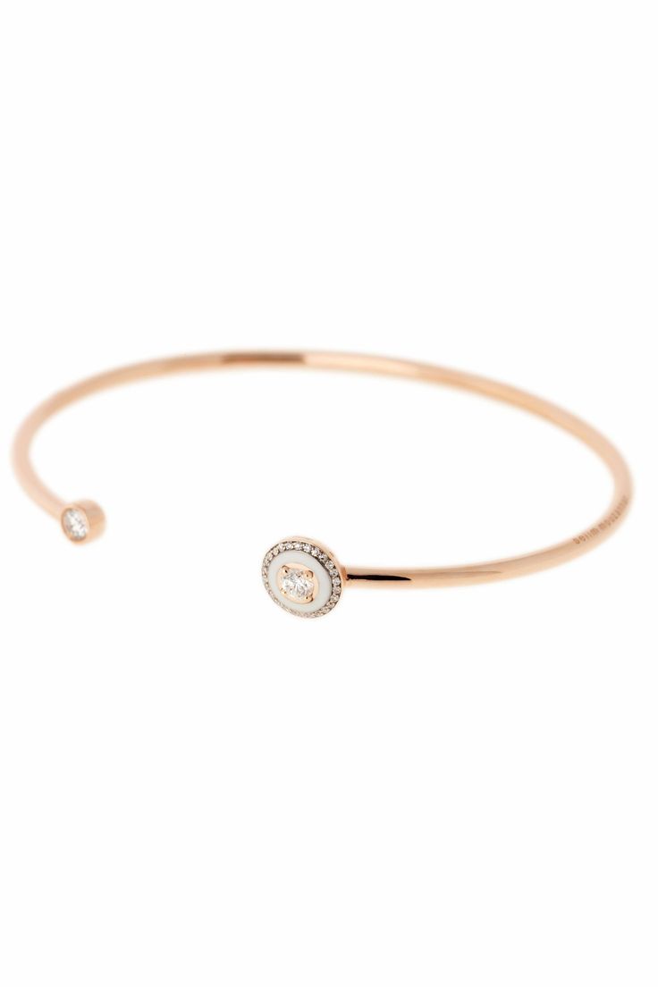 SELIM MOUZANNAR JEWELRYFINE JEWELBRACELET O ROSEGOLD White Enamel Diamond Bracelet Luxury Round Bangle With Bezel Setting, Luxury Rose Gold Diamond Bracelet With Pave Setting, Luxury Bangle With Single Diamond, Classic Rose Gold Diamond Bracelet With Polished Finish, Luxury Diamond Bangle Bracelet With Single Diamond, Rose Gold Diamond Bracelet With Polished Finish, Rose Gold Diamond Bracelet Round, Luxury Single Diamond Bangle Bracelet, Rose Gold Polished Diamond Bracelet