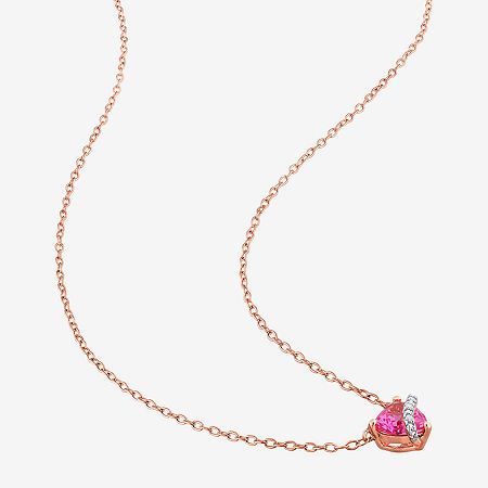 Features: Quick ShipJewelry Closure: Spring Ring ClaspLink Construction: SemisolidSetting: Multi-SettingShape: HeartStone Cut: HeartStone Millimeter Measurement: 6 Mm Length, 6 Mm WidthMetal Color: RoseChain Length: 18 InchChain Width: 1 MillimetersPendant Length: 7.3mmPendant Width: 8.4mmRounded Carat Weight: Less Than 1/10 Ct.t.wChain Construction: CableCare: Wipe CleanStone Type: 3 Natural Diamond, 1 Lab Created SapphireAuthenticity: Lab Created StoneMetal: 18k Rose Gold Over SilverNecklace T Rose Gold Heart Charm Fine Necklace, Fine Jewelry Rose Gold Necklace With Heart Charm, Rose Gold Heart Pendant Necklace Fine Jewelry, Rose Gold Fine Jewelry Necklaces With Heart Charm, Pink Necklace With Adjustable Chain For Anniversary, Pink Necklaces With Adjustable Chain For Anniversary, Rose Gold Heart Necklace With Clavicle Chain, Rose Gold Necklaces With Delicate Chain For Valentine's Day, Rose Gold Heart Pendant Necklace With Birthstone