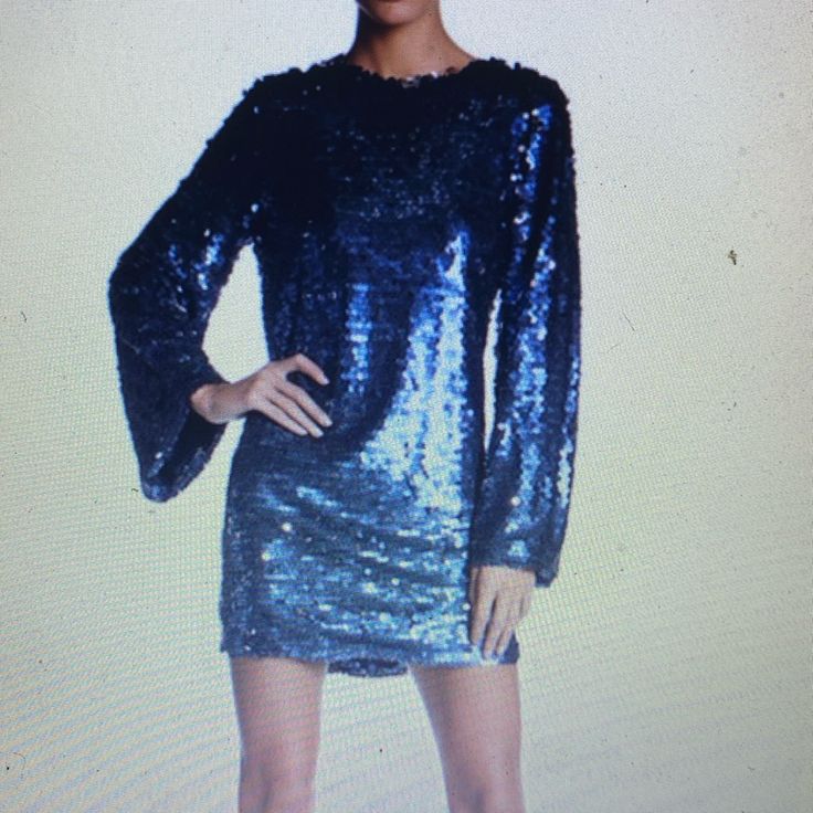 Nwot - Keepsake The Label - Mountain Sound Blue Sequin Mini Dress - Eye-Catching Sequins Light Up This Shift Dress That’s Party-Read With Bell Sleeves And A Deep V Tie Back Boatneck Bell Sleeves All Over Sequin Construction Back Neck Toe Deep V Back Fully Lined - Black Slips Over Head - Easy On And Off Size - Small Color - Blue (S) - The Photo That Shows The True Color Is Pic 1 - 3 And Pic 9 It Is A Gorgeous Blue With A Black Sateen Liner And Back Tie Purchased For A Wedding - Sadly That Did Not Blue Long Sleeve Mini Dress For Holiday, Blue Mini Dress For Night Out And Holiday, Blue Mini Dress For Holiday Night Out, Blue Mini Dress For Night Out During Holiday, Blue Sequined Dresses For Holiday Party, Blue Sequin Dress For Holiday Party, Blue Winter Cocktail Dress, Blue Glamorous Winter Dresses, Blue Sequin Dress For Fall