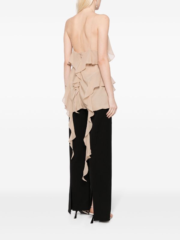 KHAITE Draped Silk Top | Brown | FARFETCH Beige Silk, Yoko London, City Dress, Iconic Bags, Dolce E Gabbana, Sand Beige, Summer Beach Wear, Vacation Outfits, Ski Wear