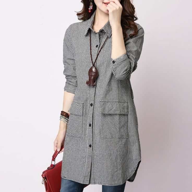 SIZE CHART Casual Shirt Women, Mode Casual, Plaid Coat, Shirts Women, Long Shirt, Casual Shirt, Linen Shirt, Clothing Patterns, Casual Women