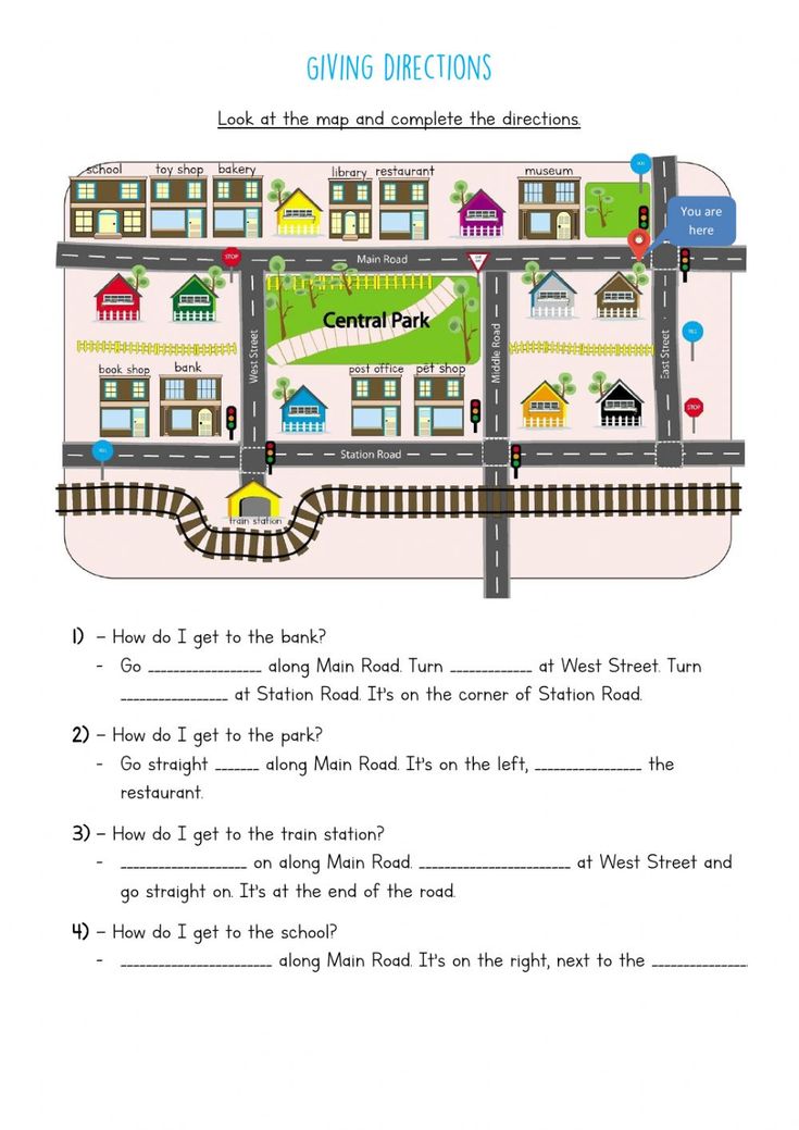 a worksheet for children to learn how to read and understand the road map