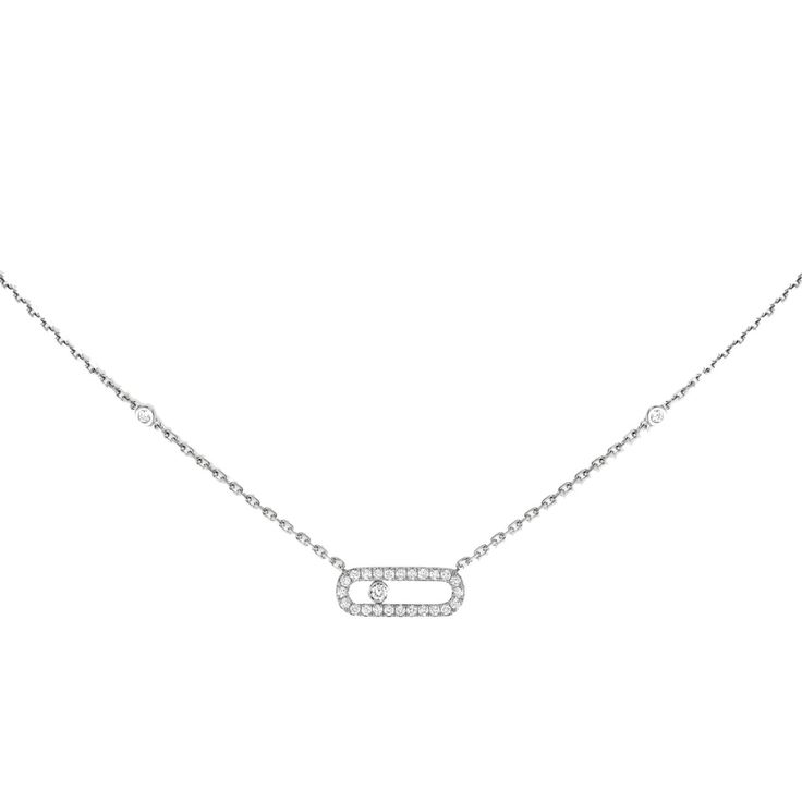 Messika Jewelry - NECKLACE DIAMOND WHITE GOLD MOVE UNO PAVÉ | Manfredi Jewels Pave Jewelry, Disney 100, Necklace Diamond, Gold Diamond Necklace, Precious Metal, Signature Design, Jewelry Creation, Watches Jewelry, Brilliant Cut Diamond