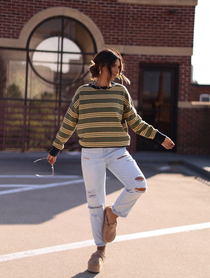 Get ready to harvest some compliments with our Harvest Stripes Sweater. Perfect for casual cute style, this sweater will keep you cozy while adding a touch of playful charm to your look. Ready to wear to your next pumpkin patch adventure or cozy night in. (Sweaters look good on pumpkins too!) Fabric 50% rayon, 28% nylon, 22% polyester Trendy Knit Sweatshirt For Loungewear, Trendy Knit Sweatshirt With Ribbed Cuffs, Cozy Fit Sweater For Everyday Fall Wear, Relaxed Fit Fall Sweater With Ribbed Cuffs, Everyday Fall Tops With Ribbed Cuffs, Fall Tops With Ribbed Cuffs For Everyday, Trendy Knit Sweatshirt, Playful Long Sleeve Soft Knit Sweater, Cozy Fall Everyday Sweater