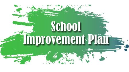 the school improvement plan is shown in green and white with paint splattered on it