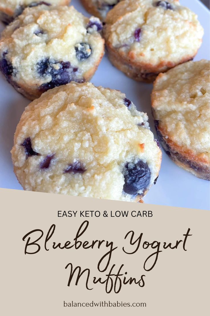 blueberry muffins on a plate with the words easy keto written below