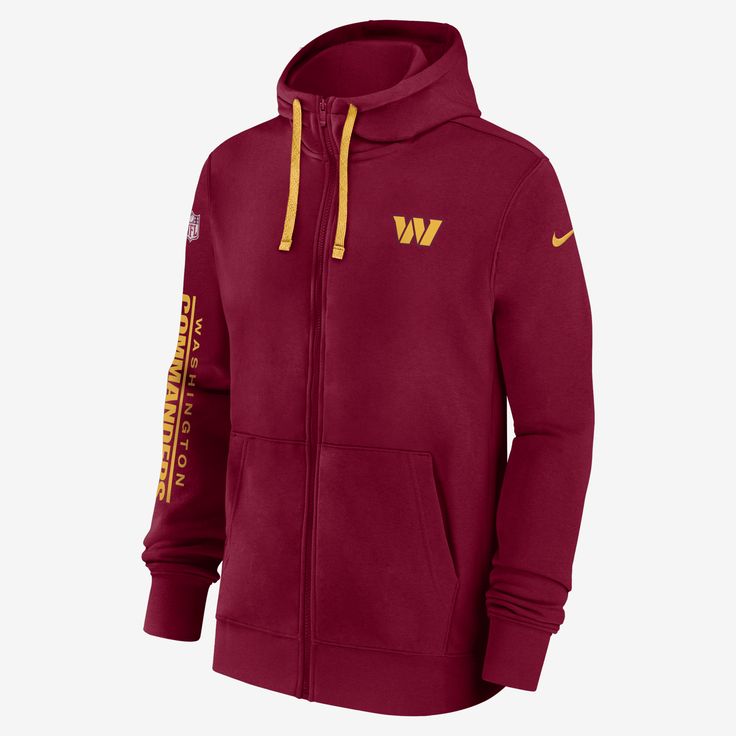 The Sideline Team Issue Club Hoodie is made with a cozy fleece lining and soft cotton-polyester blend to help you comfortably support your Washington Commanders in chilly temperatures. Nike Fleece Sweatshirt With Double-lined Hood, Nike Sweatshirt With Double-lined Hood For Winter, Nike Winter Sweatshirt With Double-lined Hood, Winter Sportswear Hoodie For Fan Gear, Nike Hoodie With Fleece Lining, Collegiate Winter Sweatshirt With Adjustable Hood, Nike Sporty Hoodie With Fleece Lining, Cotton Hooded Jacket With Fleece Lining For Sports, Team-colored Sports Hoodie For Winter