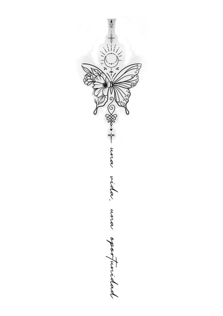 a drawing of a key with a butterfly attached to it's side and words written below the key