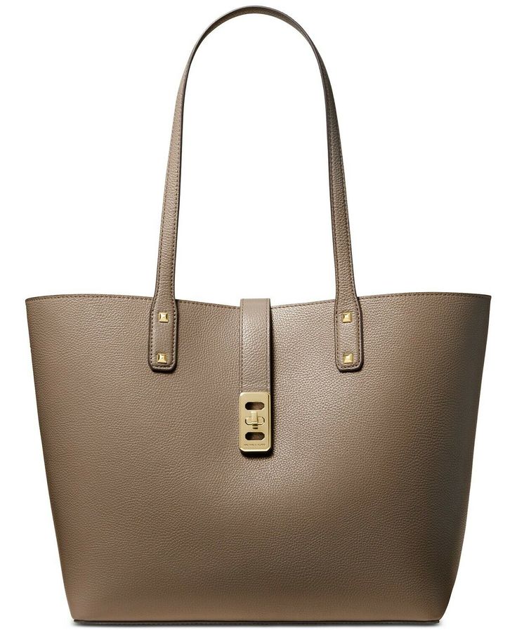 MICHAEL Michael Kors Karson Carryall Leather Tote Handback Color:  Dark Dune/Gold MSRP: $298.00 Carry it all with this chic, everyday tote,  crafted from sturdy leather. Extra-large sized bag; 18"W x 11"H x 5"D  10"L handles Turnlock closure Gold-tone exterior hardware Laptop compatible (std. size 13"-15") Leather Carryall Tote, Everyday Tote, Monogrammed Items, Mens Cologne, Mens Gift Sets, Pump Sandals, Baby Clothes Shops, Dresses With Leggings, Travel Luggage