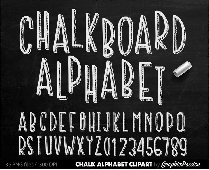 chalkboard alphabet and numbers written on a blackboard