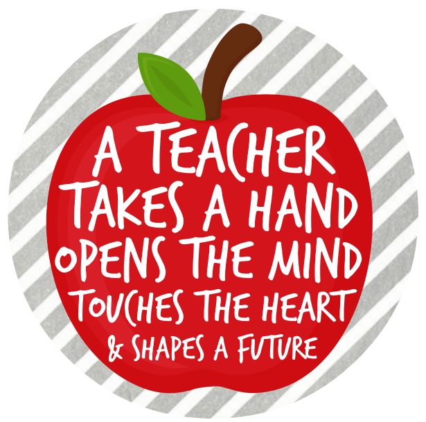 an apple with the words teacher takes hand opens the mind touches the heart and shapes a future