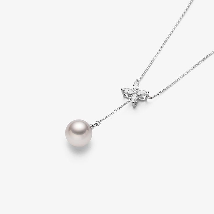 Add a touch of elegance with the LOVE GROWS COLLECTION Akoya Pearl 18K White Gold White Flower Pendant Necklace Material: 18K white gold, Akoya Pearl and diamond Akoya saltwater cultured pearl Size of pearl: around 8.5-9.0 mm Length of chain: around 46 cm (adjustable) Length of pendant chain: Adjustable 21 cm Weight of Diamonds: 4 diamond approx. 0.245 carats Handpicked of every pearl, only top 1% of pearls are selected Handcrafted Lifetime warranty Luxury Sterling Silver Solitaire Necklace For Formal Occasions, Fine Jewelry Silver Solitaire Necklace For Formal Occasions, Formal Sterling Silver Necklace With Pearl Pendant, Luxury Sterling Silver Solitaire Necklace, Silver Solitaire Necklace For Formal Events, Refined White Gold Necklace With Brilliant Cut, Refined Brilliant Cut White Gold Necklace, Elegant Formal Silver Necklaces, Refined Sterling Silver Diamond Cut Necklace