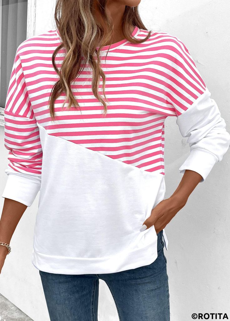 White Long Sleeve Patchwork Top, White Patchwork Crew Neck Sweatshirt, Trendy White Patchwork Sweatshirt, White Long Sleeve Top With Contrast Color, Long Sleeve Cotton Tops With Contrast Color, Cotton Long Sleeve Tops With Contrast Color, Spring Crew Neck Sweatshirt With Contrast Color, Long Sleeve Cotton Tops With Splicing, Long Sleeve Tops With Contrast Color For Spring