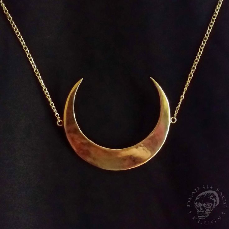 Necklace Crescent Moon - golden bronze customized lenght Mystical Gold Electroformed Jewelry, Celestial Gold Necklace For Festival, Bronze Moon-shaped Brass Jewelry, Celestial Brass Moon Phase Necklaces, Celestial Brass Necklace With Moon Phase Detail, Celestial Brass Necklace With Moon Phase, Mystical Gold Necklace For Festivals, Silver Crescent Brass Necklace, Celestial Bronze Jewelry With Moon Phase