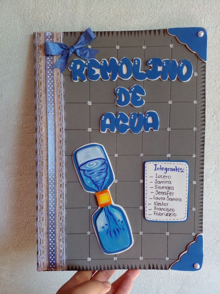 a hand holding up a notebook with an image of a bottle on the front cover