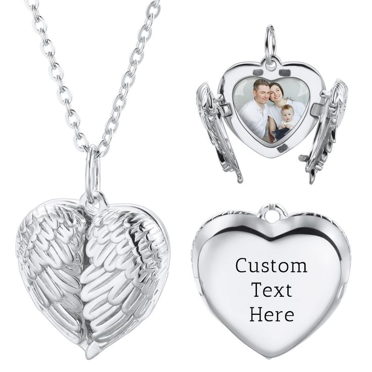 PRICES MAY VARY. Heart Locket Memorial Necklace: Wear this personalized engraved photo/Text heart locket necklace to keep your favorite photo memories closest to your heart and preserve your cherished happy moments to memory your eternal love and beautiful memories. Material: This engraved picture heart necklaces for women is made of 925 sterling silver, will not fade or tarnish. And the picture in the locket pendants are covered with a protective cover to prevent the image from getting wet and Pendant Necklace With Picture Inside, Luxury Sterling Silver Locket Necklace For Anniversary, Personalized Sterling Silver Heart Necklace, Customized Silver Double Heart Necklace, Engraved Sterling Silver Locket Necklace For Mom, Engraved Locket Necklace For Mom For Valentine's Day, Silver Pendant Locket Necklace Gift For Mom, Silver Pendant Locket Necklace For Mom, Silver Pendant Locket Necklace As Gift For Mom