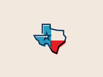 texas state map with the colors of the american flag on it's left side